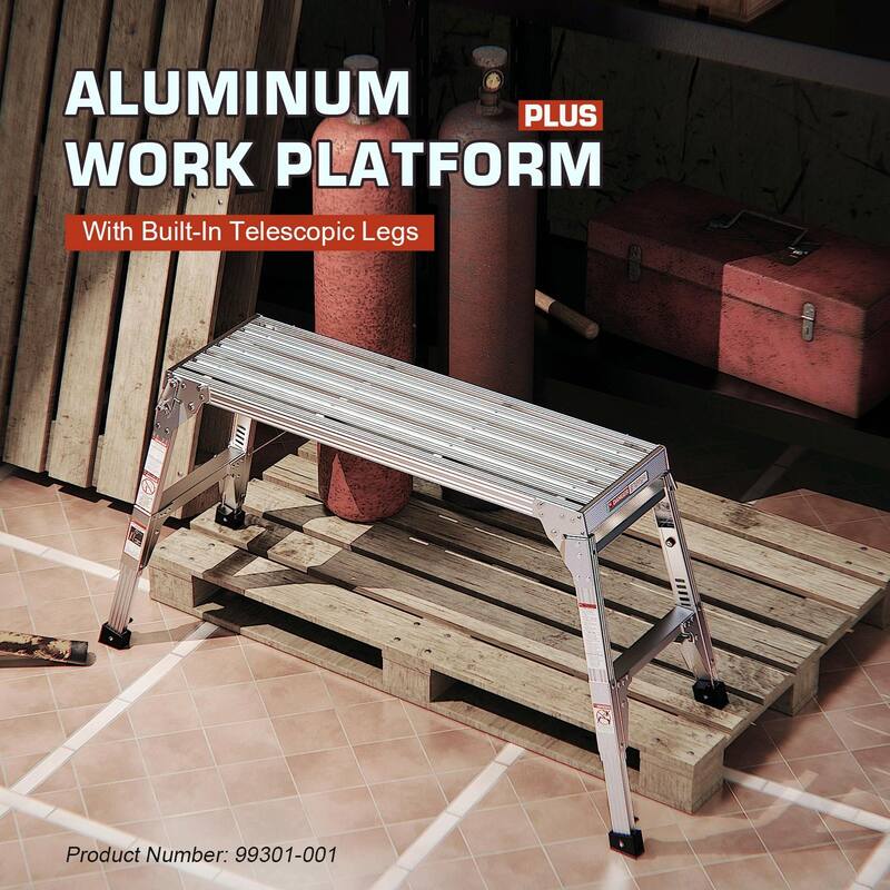 Aluminum Work Platform: Large Size Step Stool Folding Portable Work Bench