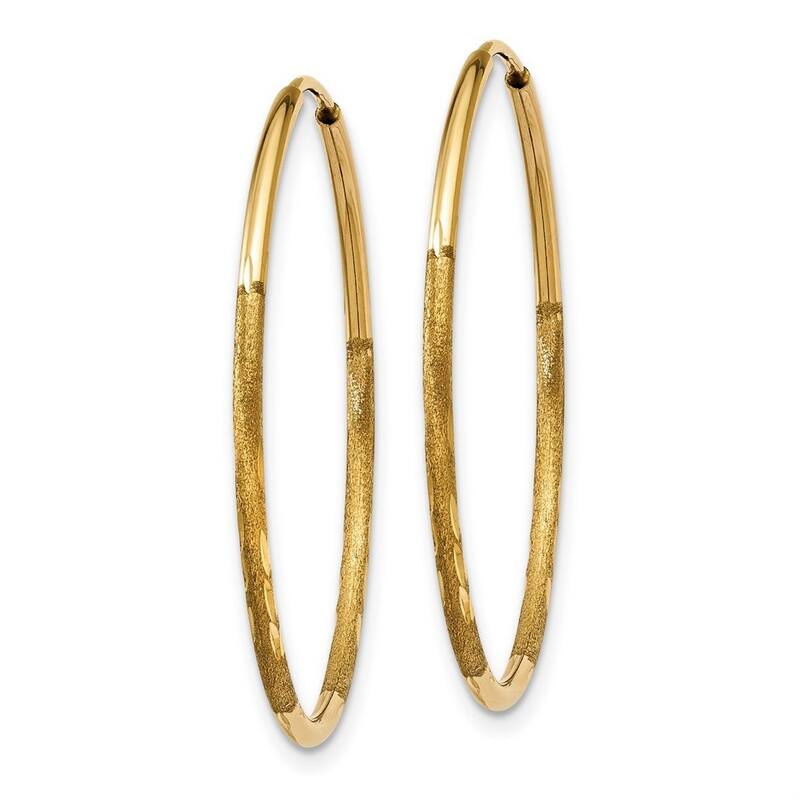 Curata 14k Yellow Gold Sparkle Cut Endless Hoop Earrings - 26x26mm