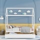 preview thumbnail 4 of 8, Twin Size House Bed Frame with Twin Size Trundle Bed and House Roof Frame for Kids - White Wooden Platform Bed Frame