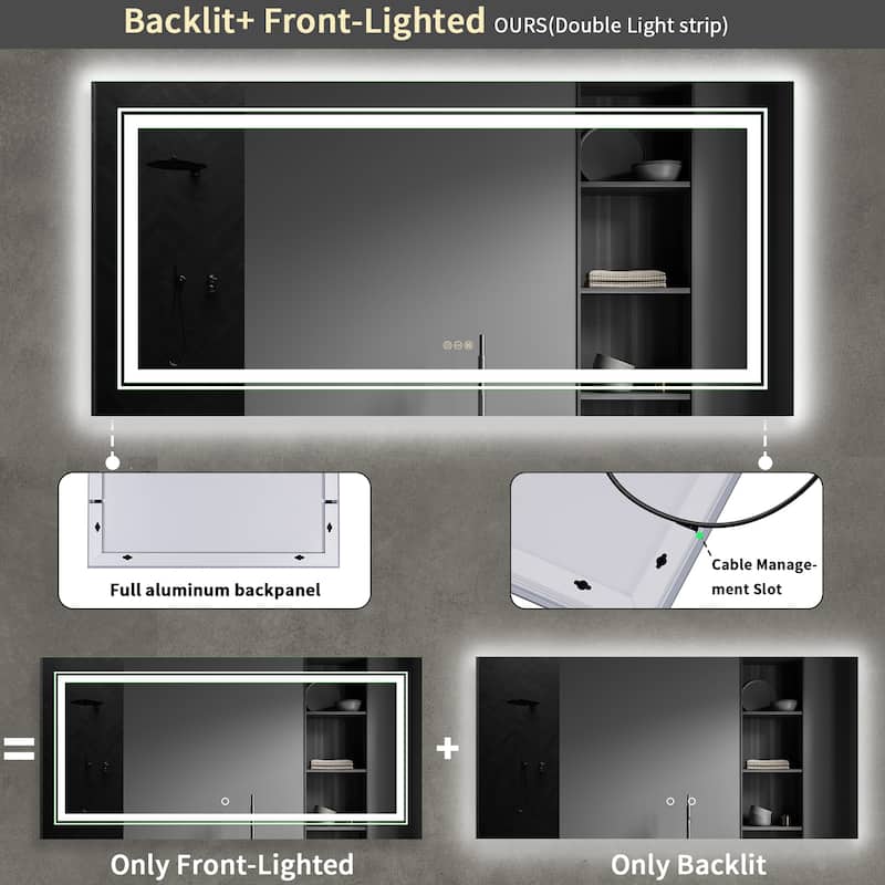 Super Luxury Jumbo LED Mirror Wall Vanity Anti-Fog Mirrors with Plug