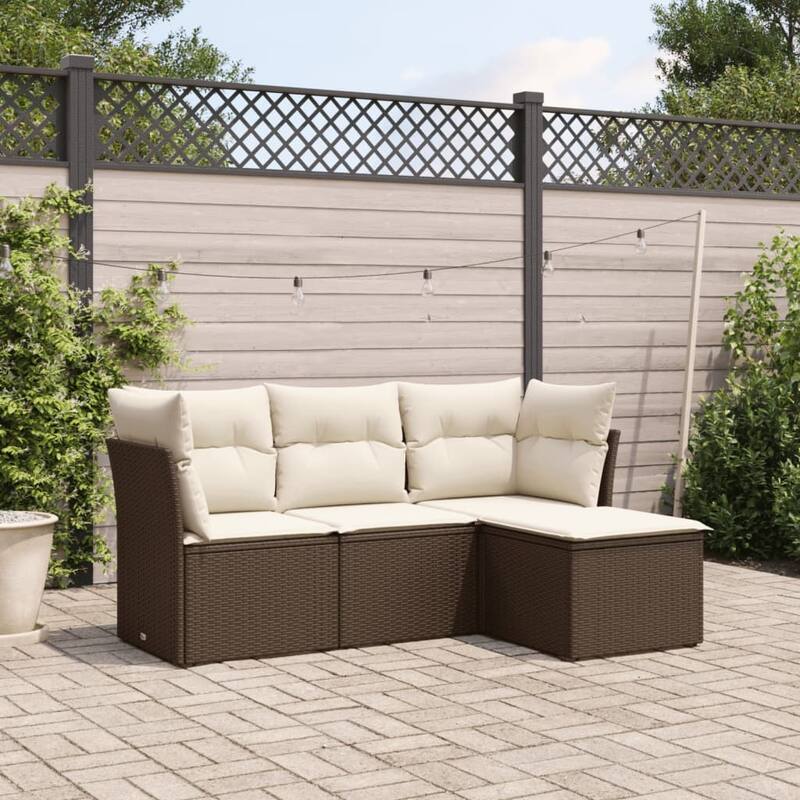 vidaXL Garden Sofa Set Brown PE Rattan Medium Modular Garden Sofa Set - 21.7 x 21.7 x 14.6