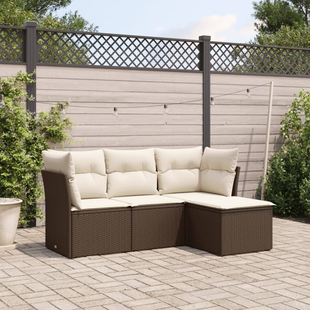vidaXL Garden Sofa Set Brown PE Rattan Medium Modular Garden Sofa Set - 21.7 x 21.7 x 14.6