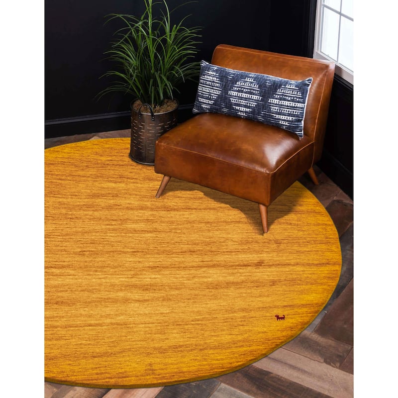 Kashkuli Gabbeh Gold Rug 4'10" x 4'10" - 4'10 x 4'10