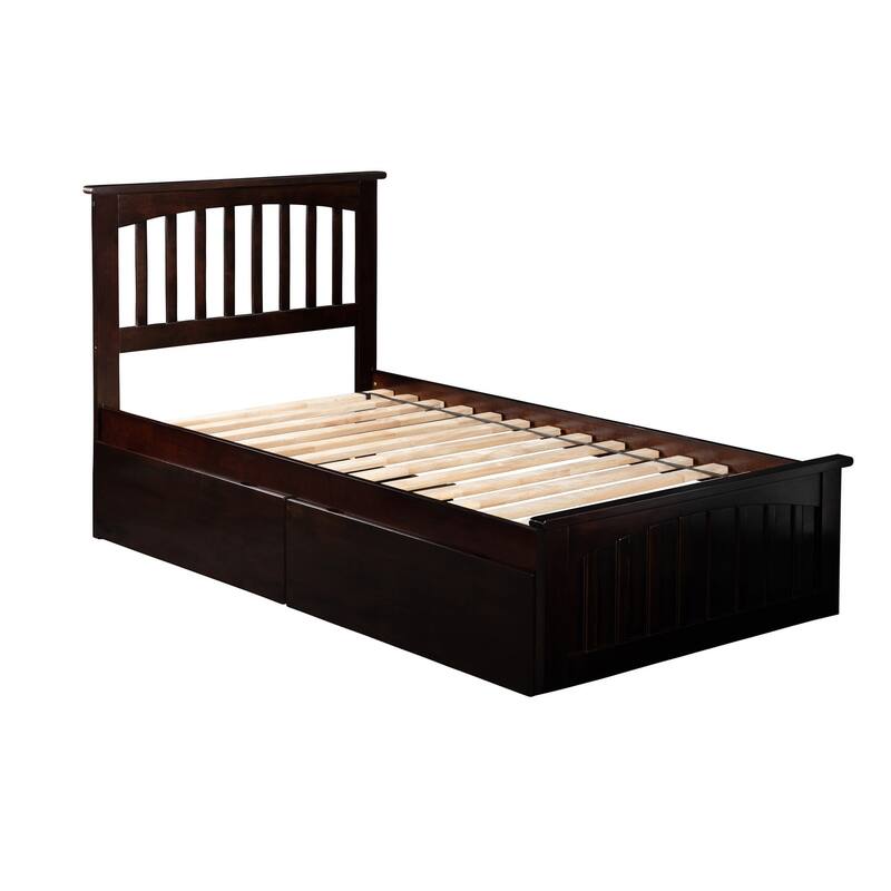 Platform Bed with Footboard & Drawers - Modern Bedroom Storage Bed Frame - Earthy Elegance Design