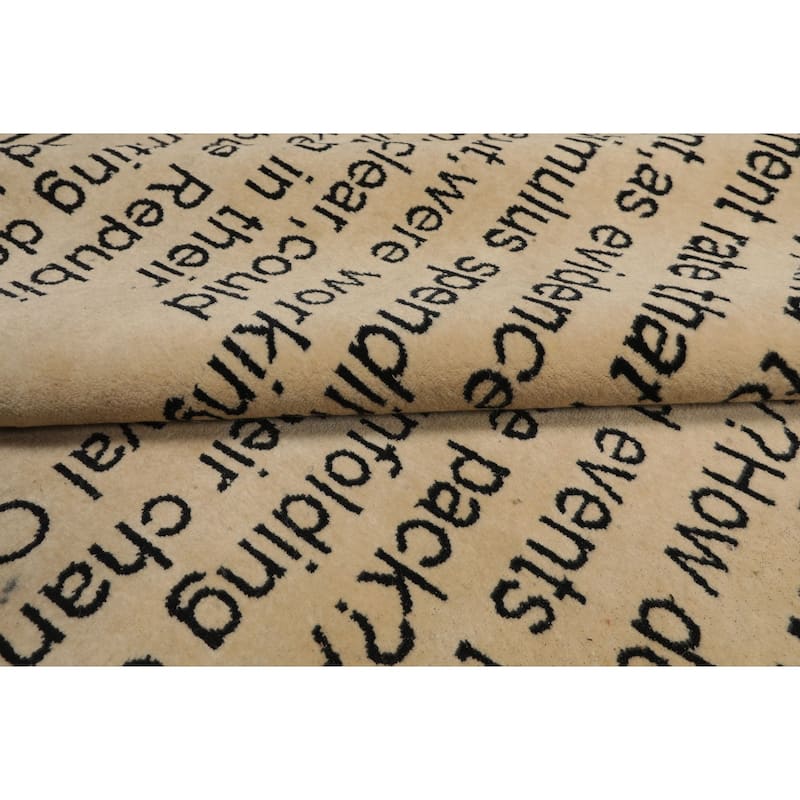 8x10'1'' Hand Knotted 250 KPSI Tibetan Ivory Wool Area Rug - 8' x 10' 1''