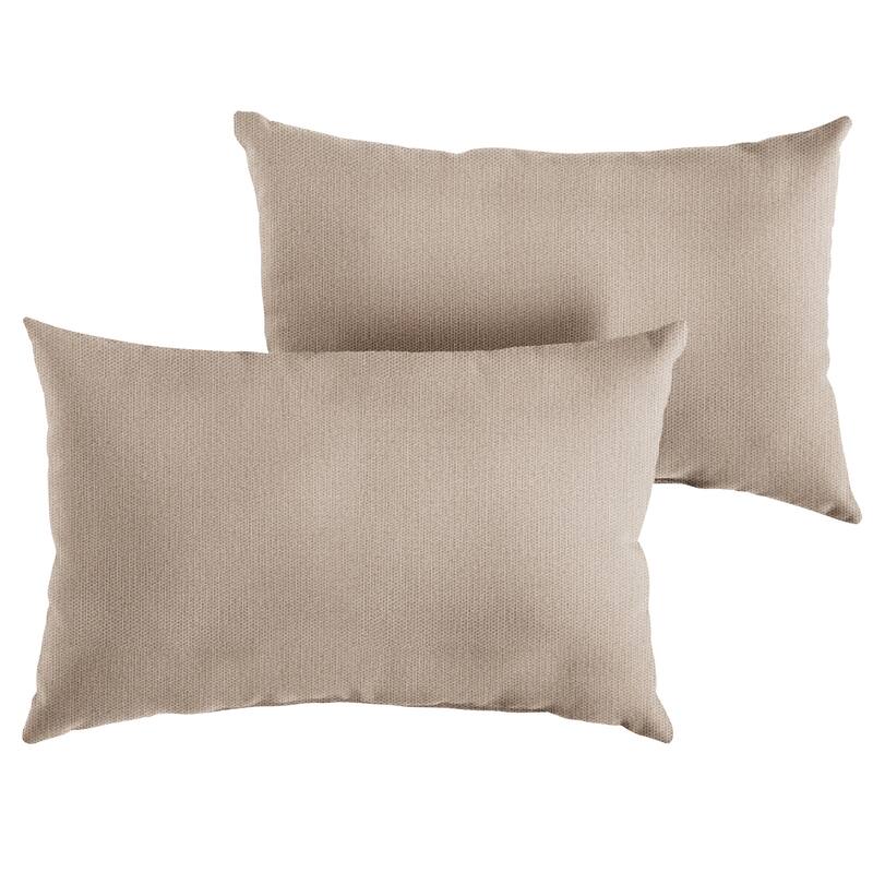 Sunbrella Textured Indoor/Outdoor Knife Edge Pillow (Set of 2) - 16 in H x 26 in W x 6 in D - Revive Sand