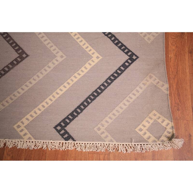 Geometric Kilim Durrie Oriental Large Area Rug Cotton Carpet - 10'7" x 19'4"