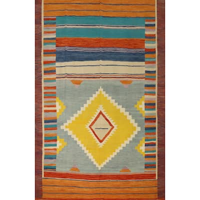 Hand Woven Oriental 100% Wool Carpet Southwestern Tribal Multi-Colored Kilim Area Rug - 11' 8'' X 9' 1''
