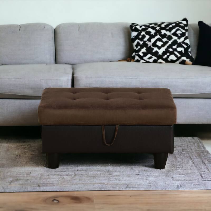 KISRAIS 34" Wide Upholstered Storage Ottoman