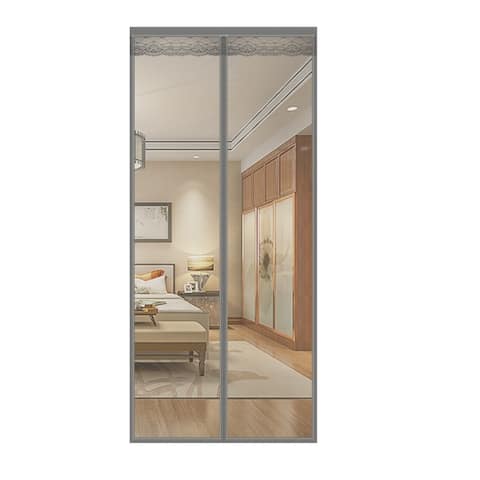 37 in. x 80 in. Silver Magnetic Screen Door with Heavy Duty Magnets and Diamond Mesh Curtain