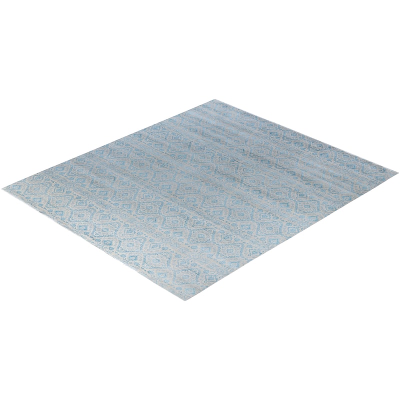Ikat One-of-a-Kind Hand-Knotted Area Rug, Gray - 9' 0" x 10' 2"
