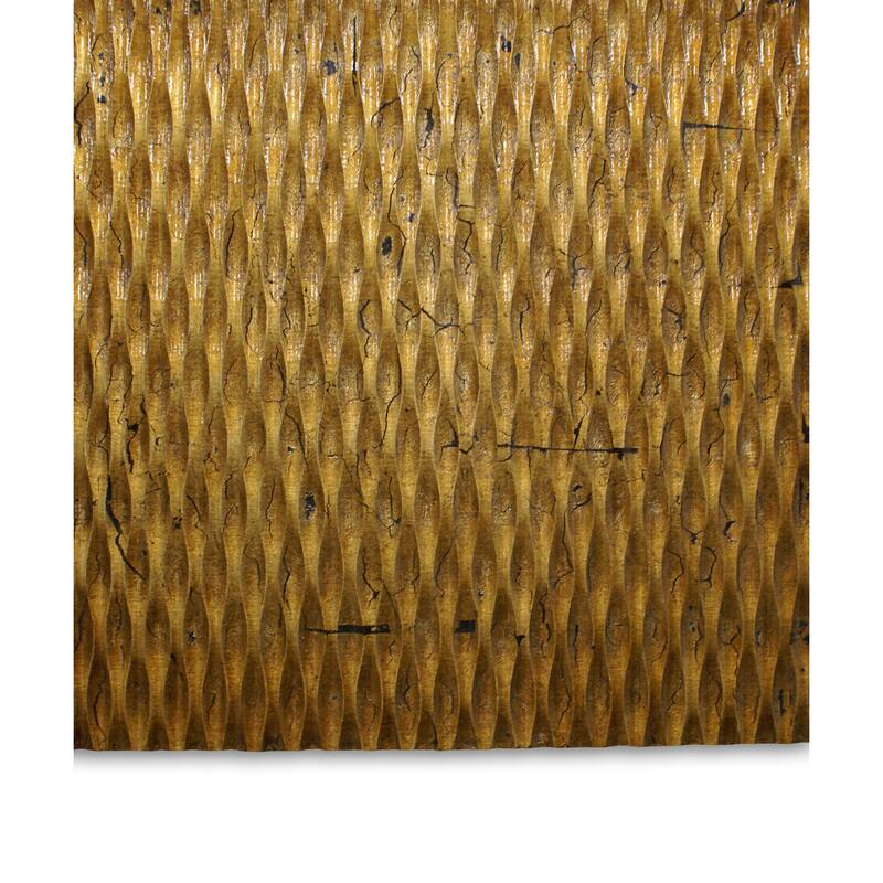 Modern Style Wooden Wall Decor with Patterned Carving, Small, Gold - 6 x 12