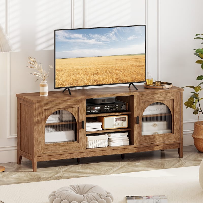 Gymax Farmhouse TV Stand for TVs up to 65'' Modern Vintage TV Cabinet