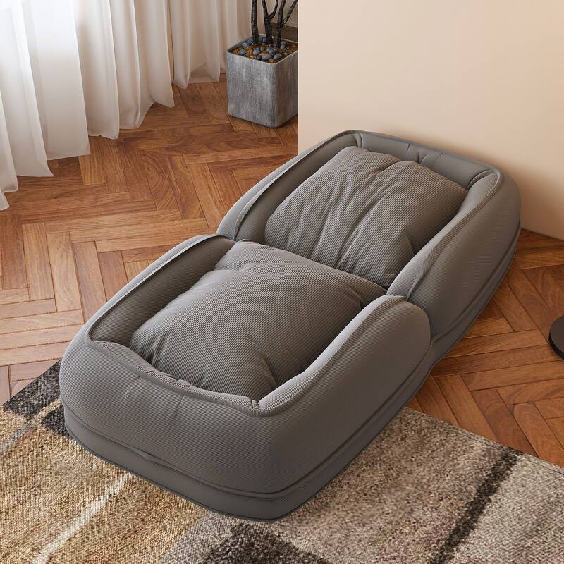 Upholstered Human & Dog Shared Sofa Bed, 5-Position Adjustable Foldable Lounger with Pillows