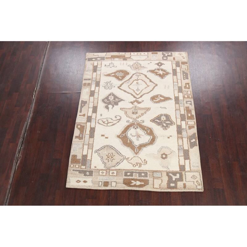 Abstract Modern Oriental Moroccan Area Rug Hand-knotted Wool Carpet - 5'5" x 7'2"