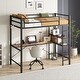 preview thumbnail 5 of 9, Brown+Black Led Loft Bed with Desk and Outlets and Shelves,Twin Size for Kids