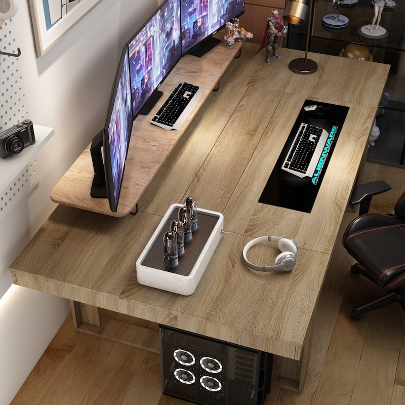 Business Furniture 86.6W x 47.2D Conference Table with Wood Base Desk