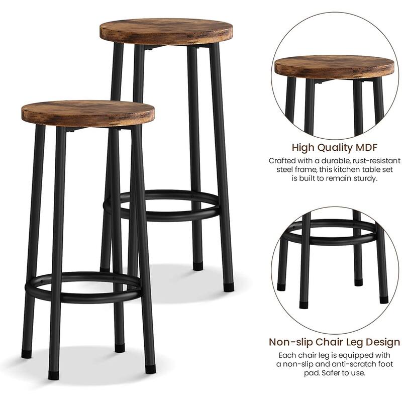 Eureka Industrial Modern Counter Height Pub 5-piece Dining Set, Wood Rustic Kitchen Dining Bar Set For Dining Room, Apartment