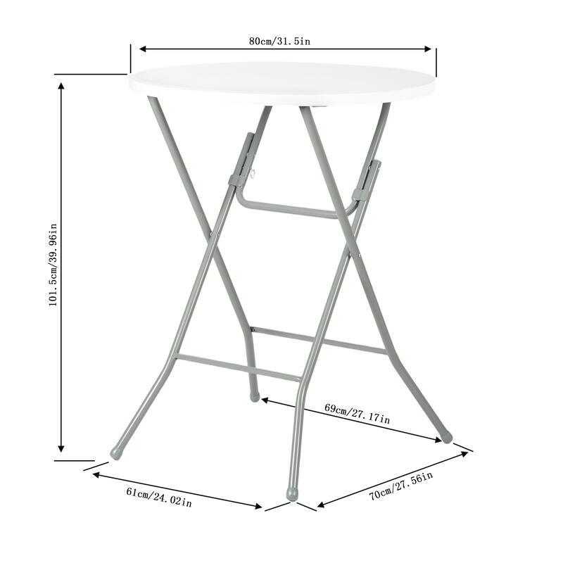 HOMYLIN 31.5" Folding Round Bar Table with Metal Frame for Indoor/Outdoor