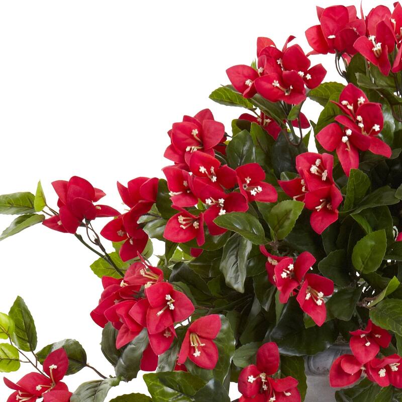 Silk Flowering Plant Arrangement with Urn - Indoor Outdoor UV Proof Decor - 28