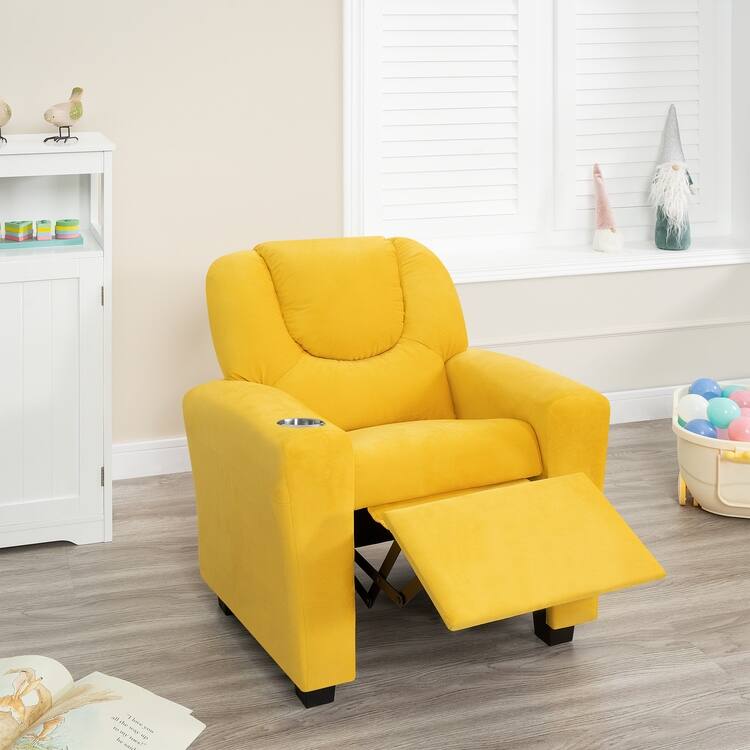 Pushback Kids Recliner Chair with Footrest & Cup Holders - Ultimate Comfort for Toddlers