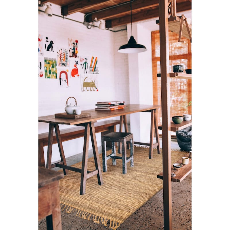 ECARPETGALLERY Braided Weave Palas Denizli Tan Jute Rug - 5'4 x 7'8