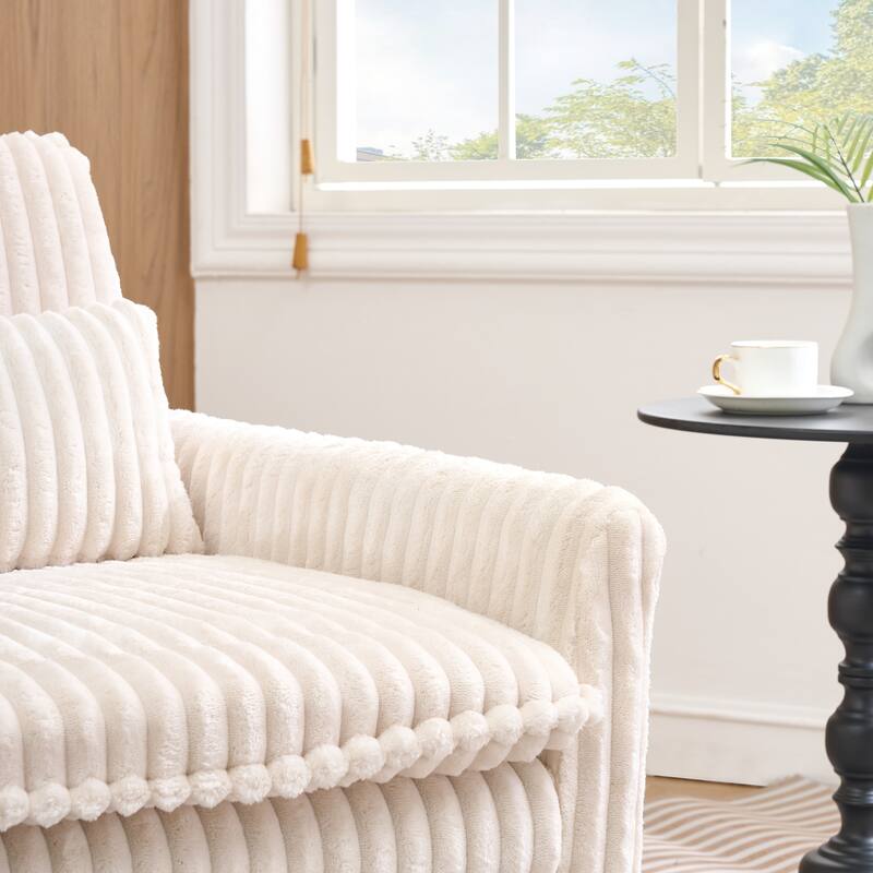 Beige comfortable chair for Small apartment Bedroom space Balcony Small sofa bed Lazy Small sofa Sofa with a pillow