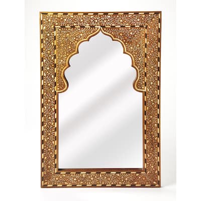 Butler Chevrier Wood & Bone Inlay Wall Mirror