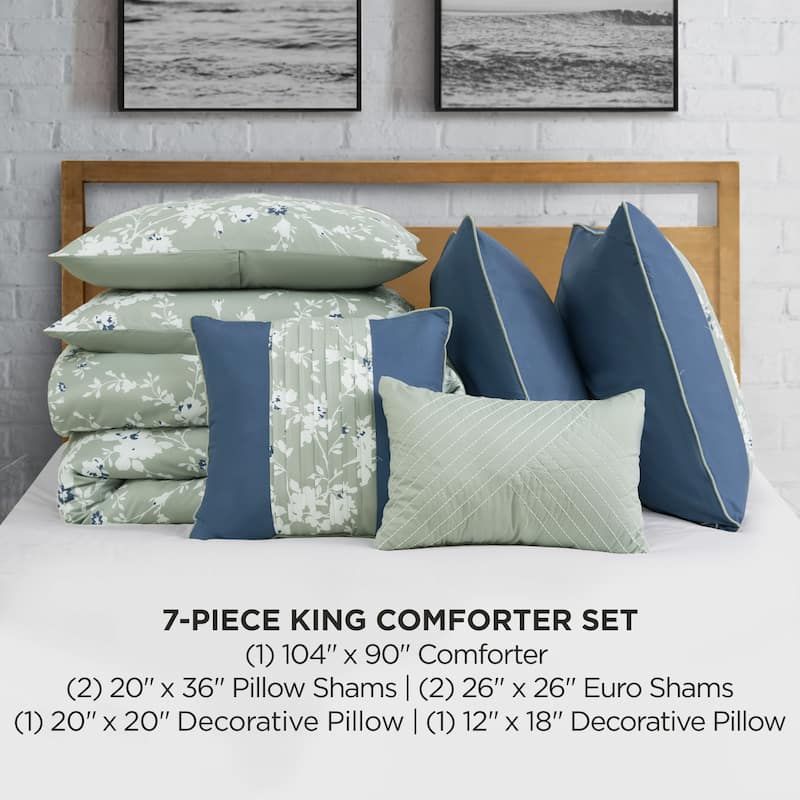 Lucky Brand Fianna Reversible Floral Luxury Comforter Bedding Set