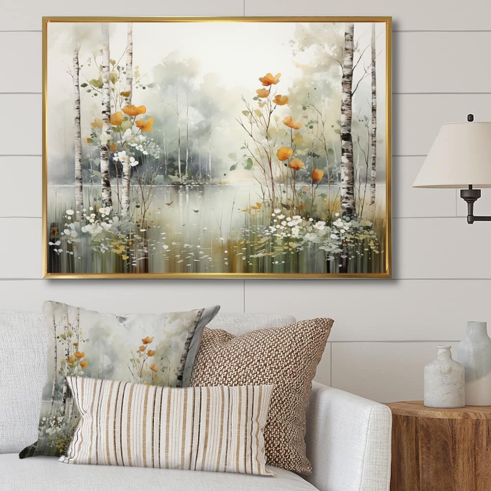 Designart "Minimalism Forest Woods I" Landscapes Framed Wall Art Living Room