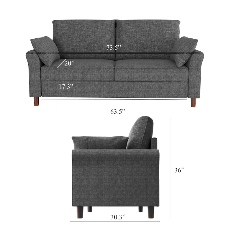 Polyester 3-Seat and 2-Seat Sofa with Cushions
