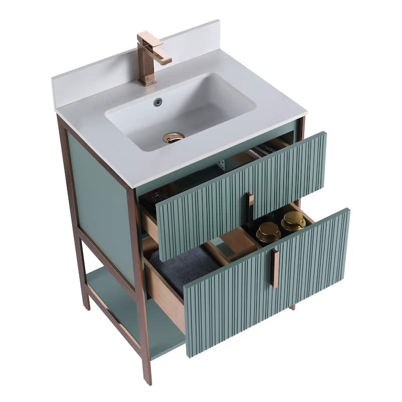 Fine Fixtures Serenity Modern Bathroom Vanity with White Stone Top