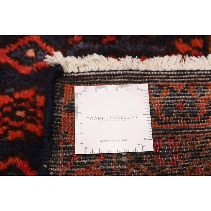 ECARPETGALLERY Hand-knotted Andelz Navy, Red Wool Rug - 3'8 x 14'4