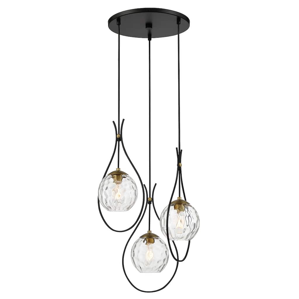 Minka Lavery 1533 Cody 3 Light 19" Wide Pendant with Clear Water Glass