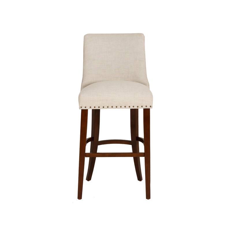 Linon Allard Beige Upholstered 31.5-Inch Barstool