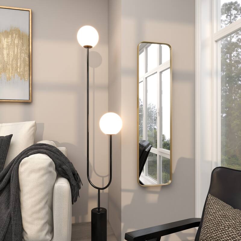 Iron Contemporary Wall Mirror - 12 x 2 x 48