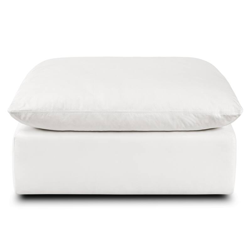 Poly and Bark Davos Ottoman in Cotton White - Reversible - Cotton White