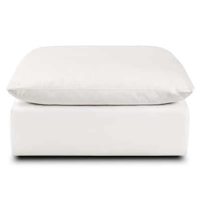 Poly and Bark Davos Ottoman in Cotton White