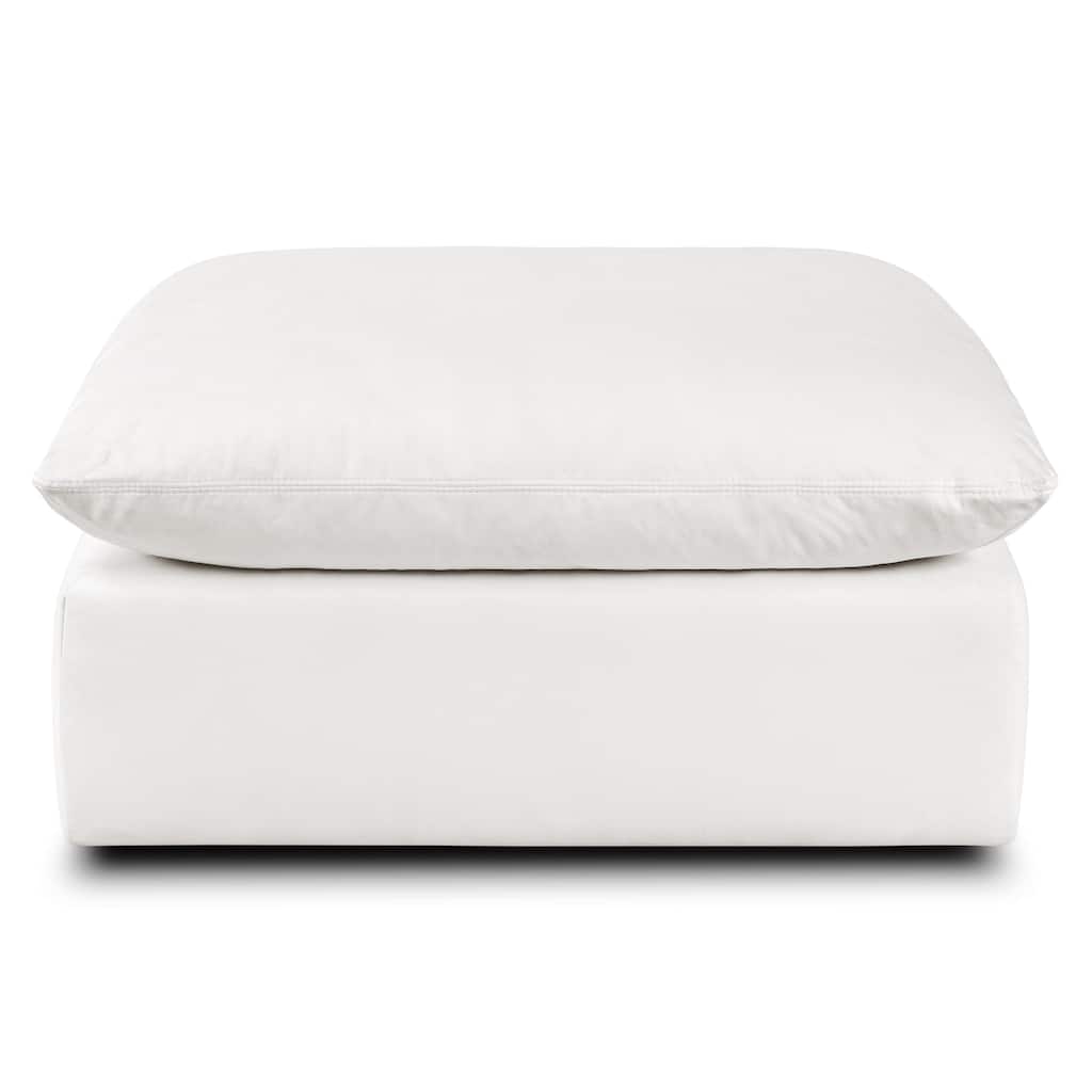 Poly and Bark Davos Ottoman in Cotton White