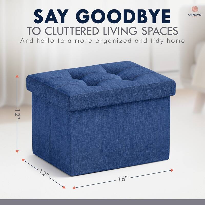 2 Pack Small Rectangle Foldable Storage Ottoman