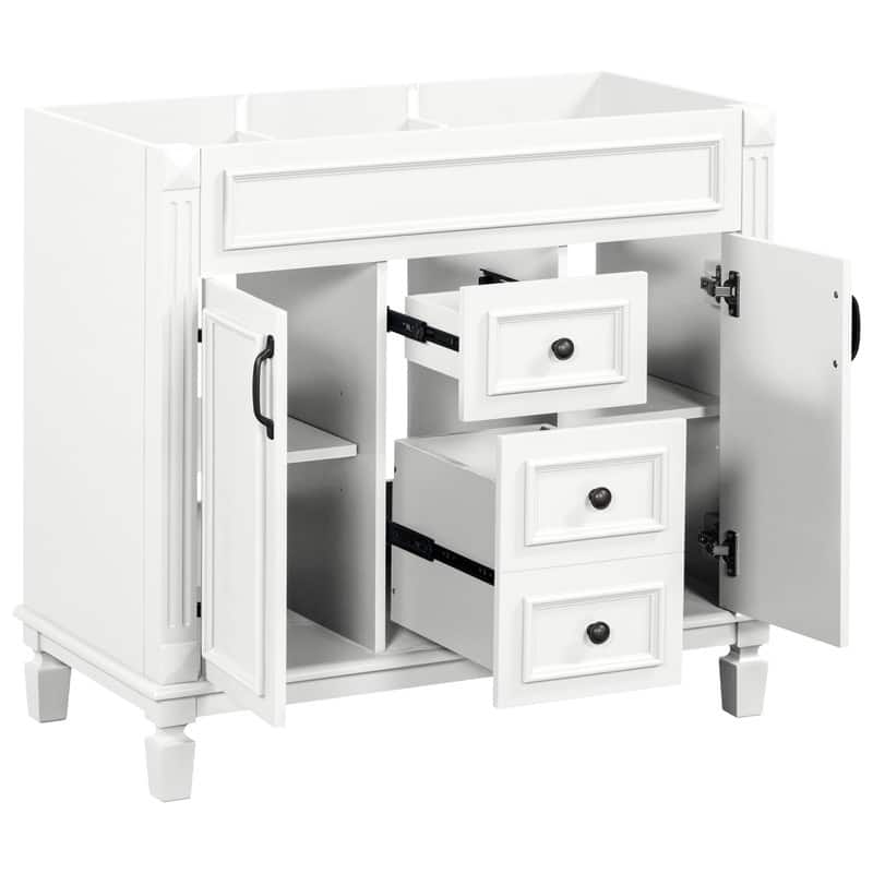 36" Bathroom Vanity without Top Sink, Bathroom Cabinet with 2 Soft Closing Doors and 2 Drawers