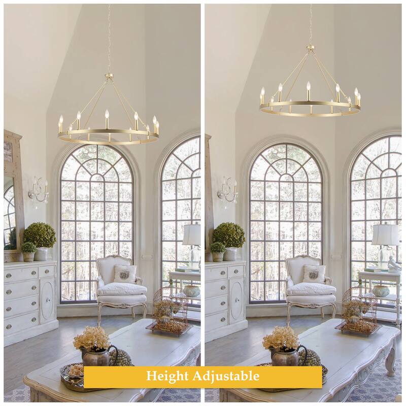 Dineen 12-Light Vintage Candle Style Wagon Wheel Chandelier