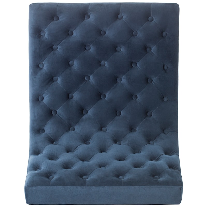 SAFAVIEH Mid-Century Modern Glam Hadley Tufted Velvet Navy Blue Club Chair - 25" x 30" x 32"