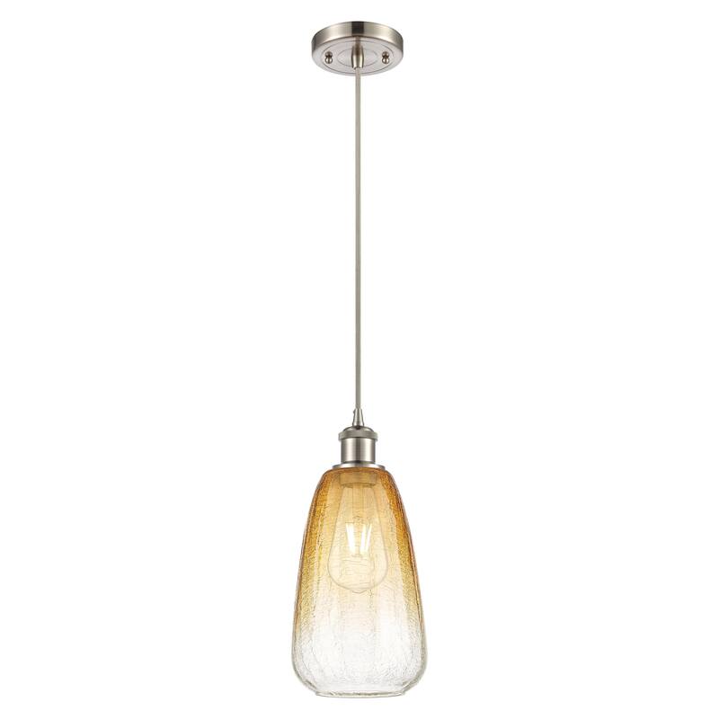 Innovations Lighting Endless Possibilities Ballston - Brookhaven Almond - 1 Light 6" Cord Hung Mini Pendant - Brushed Satin Nickel/Amber