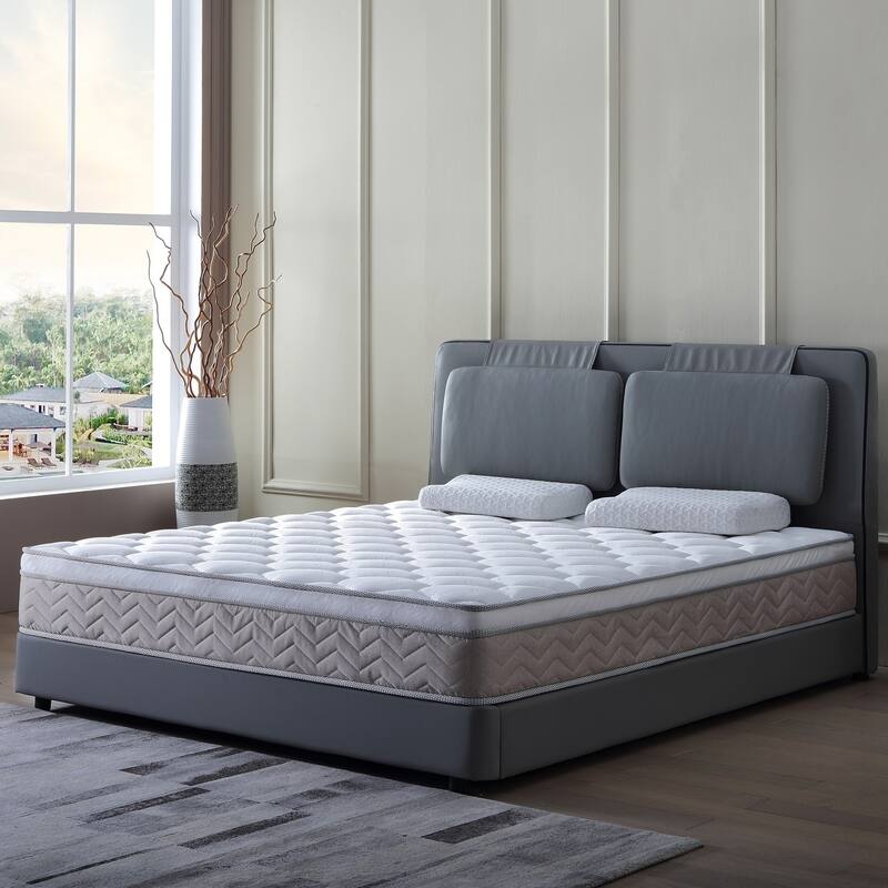 12" Mattress Full Size Hybrid Memory Foam Pocket Spring Mattresses - Brown - Full