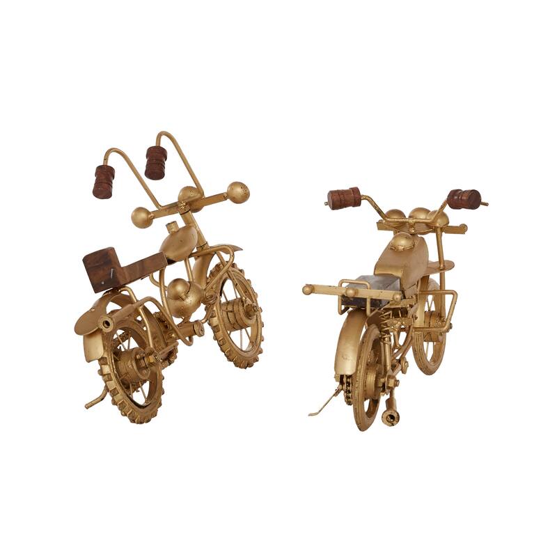 Brown or Gold Metal Motorcycle Sculpture (Set of 2)