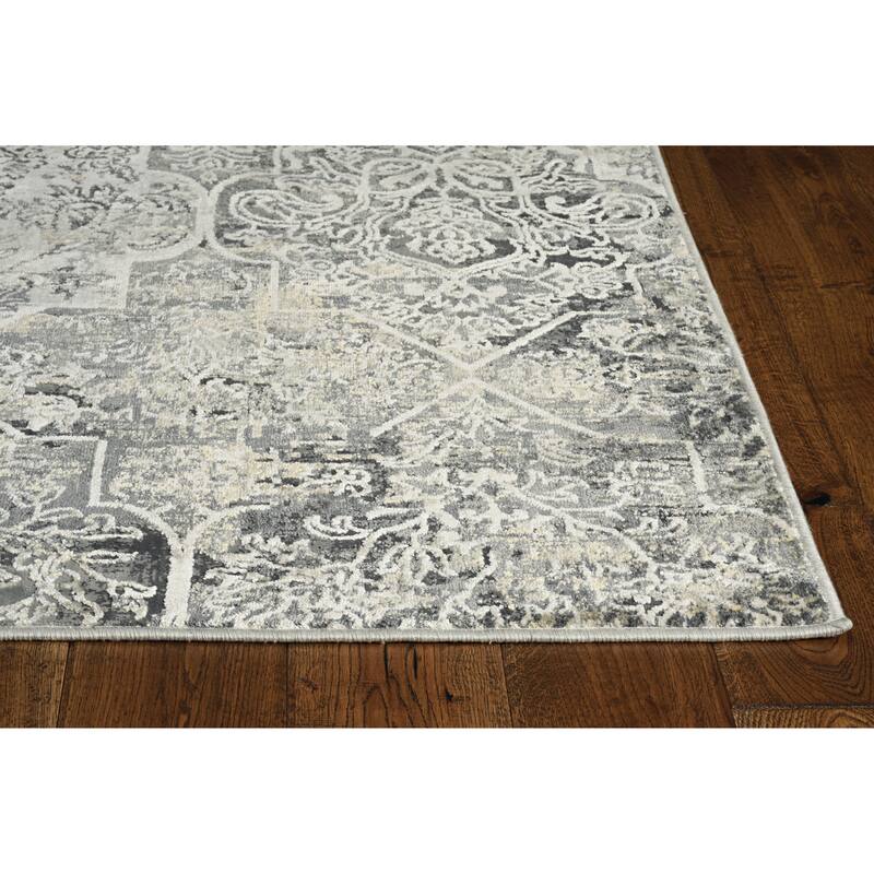 The Curated Nomad Hartvien Distressed Damask Rug