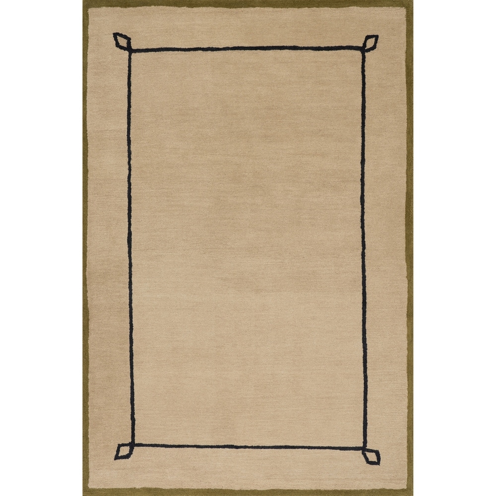 Nate Berkus Serge Bordered Wool Cozy Area Rug