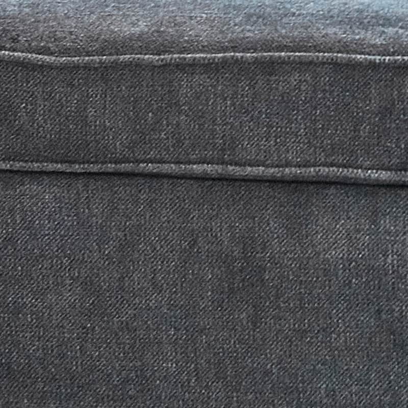 38 Inch Modern Ottoman, Smooth Gray Chenille Fabric, Plush Cushioned Seat