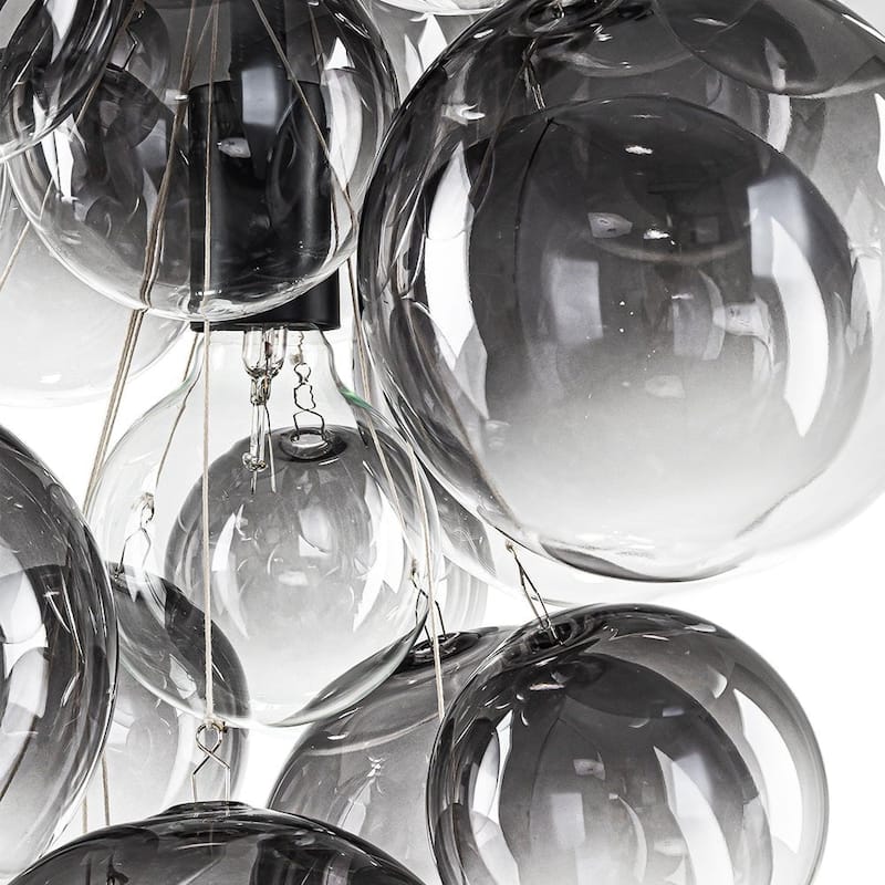 Creative 3-Light Cluster Clear Glass Bubble Chandelier For Dining Room - 15.7 in